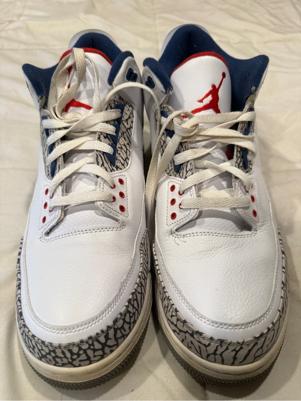 Jordan White/Red/Navy Retro 3 Style Sneakers (worn once)
